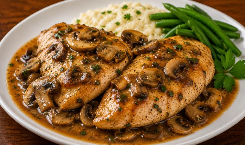 Mouthwatering chicken with mushroom sauce